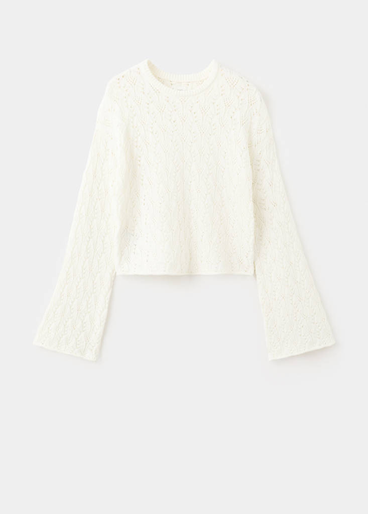 Pullover mit Lochstrickmuster — Cremeweiß