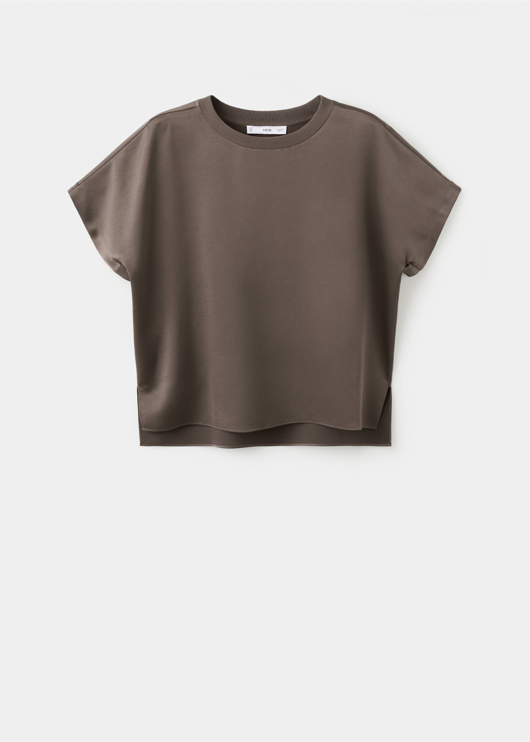 Blouse crop satinée - Article sans modèle, Marron moyen. Ref: 27021294-00.