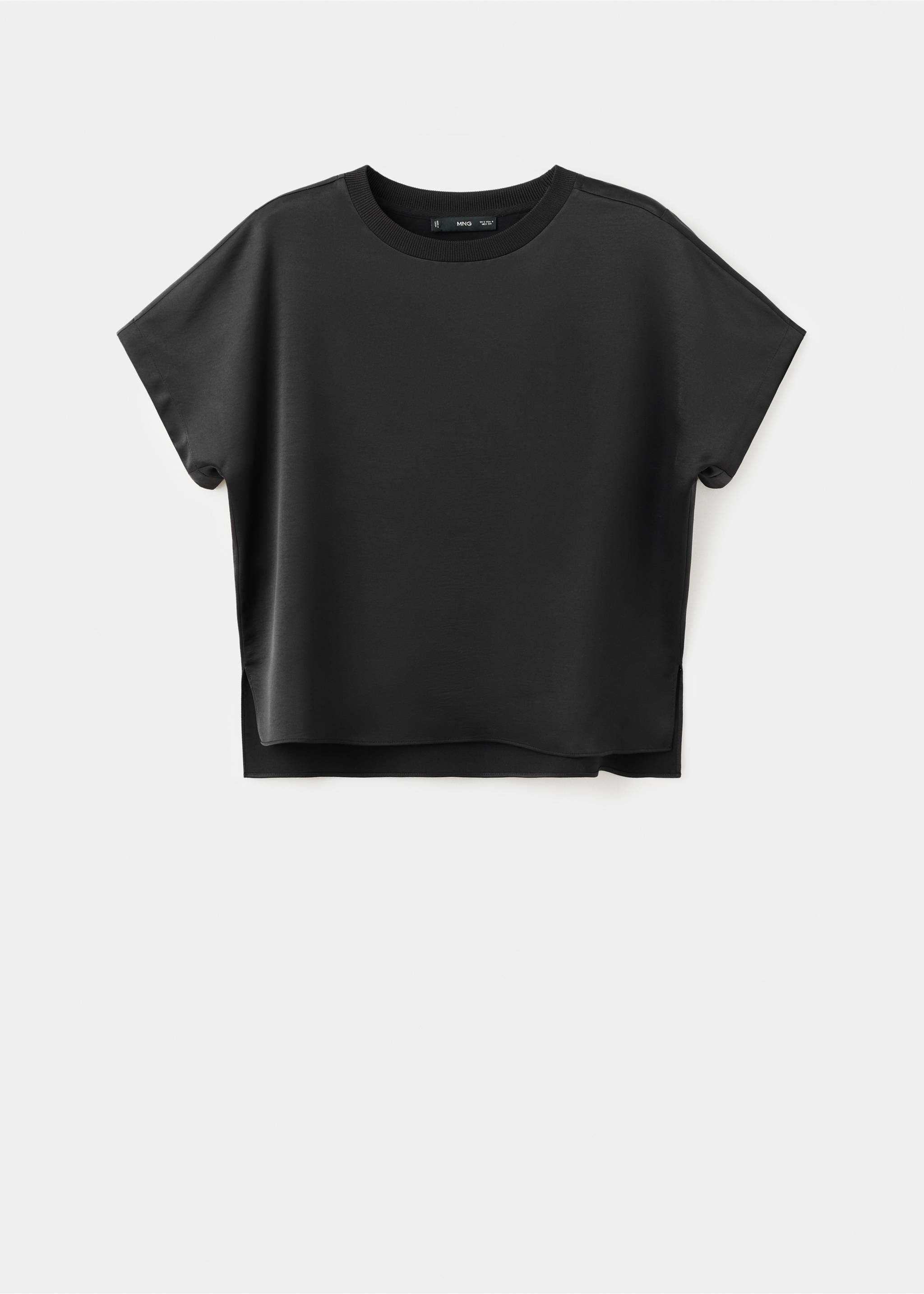 Blusa crop satinada - Artículo sin modelo, Negro. Ref: 27021294-00.