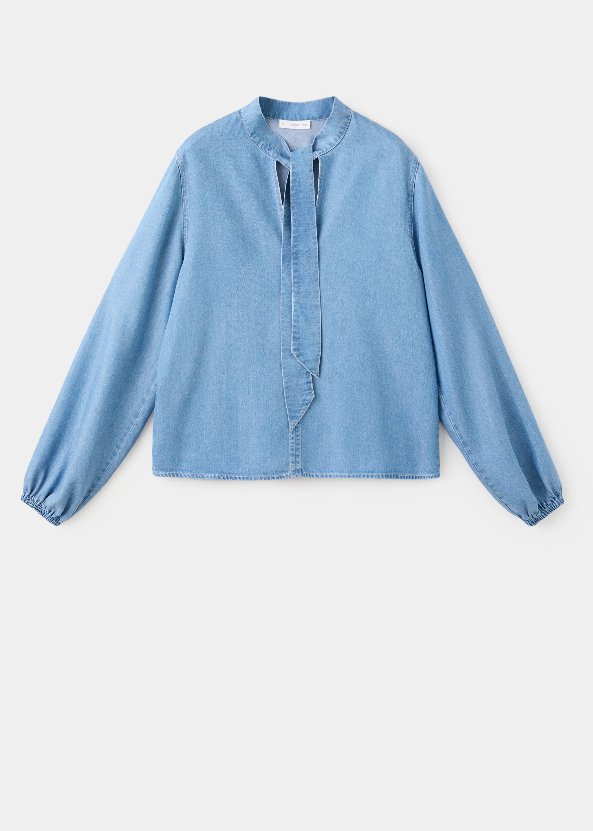 Блузка из лиоцелла с завязкой - Изделие без модели, Синий средний. Ref: 27021295-00.