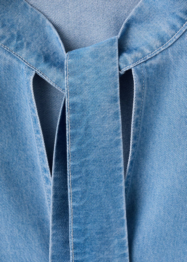 Lyocell blouse with bow — Medium Blue