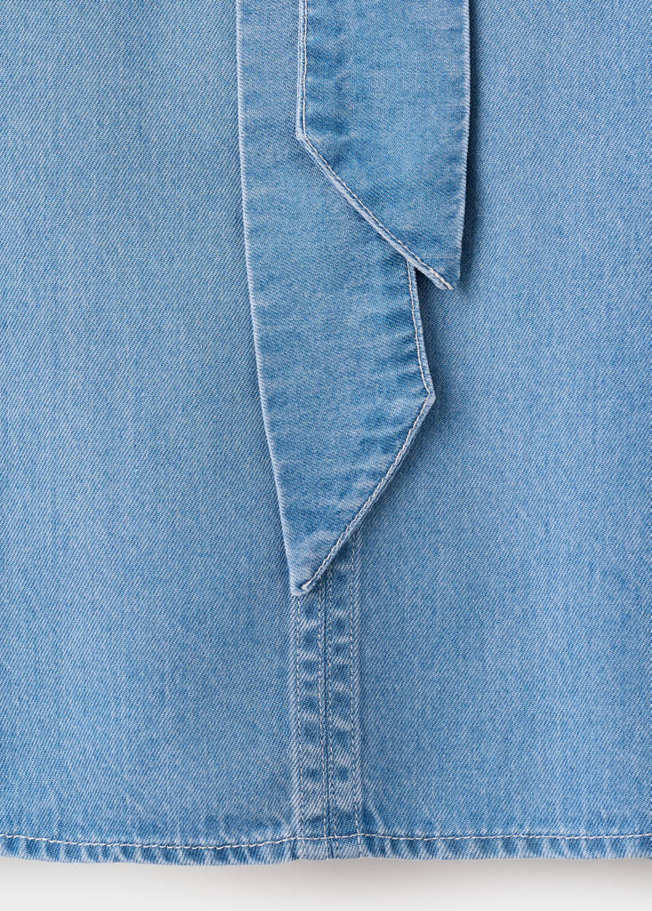 Lyocell blouse with bow — Medium Blue
