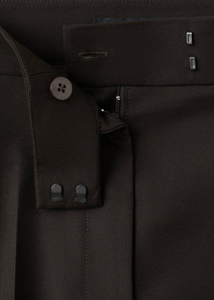 Wide leg trousers with contrast stripe — Chocolate