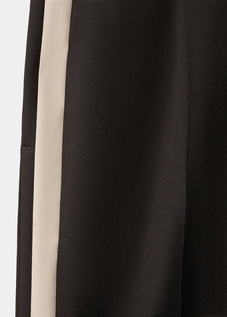 Wide leg trousers with contrast stripe — Chocolate