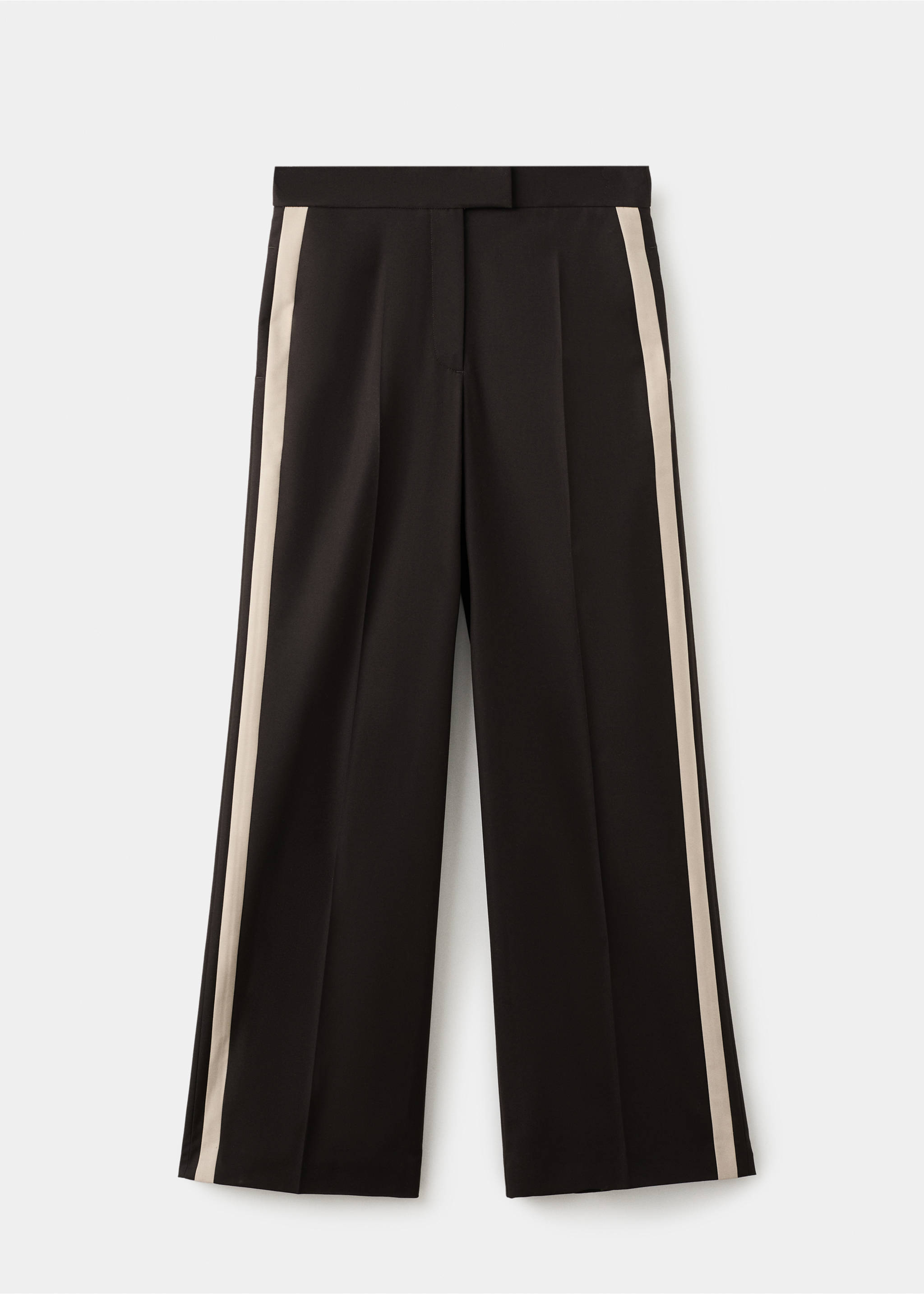 Wide leg trousers with contrast stripe - Article without model, Chocolate. Ref: 27021296-00.