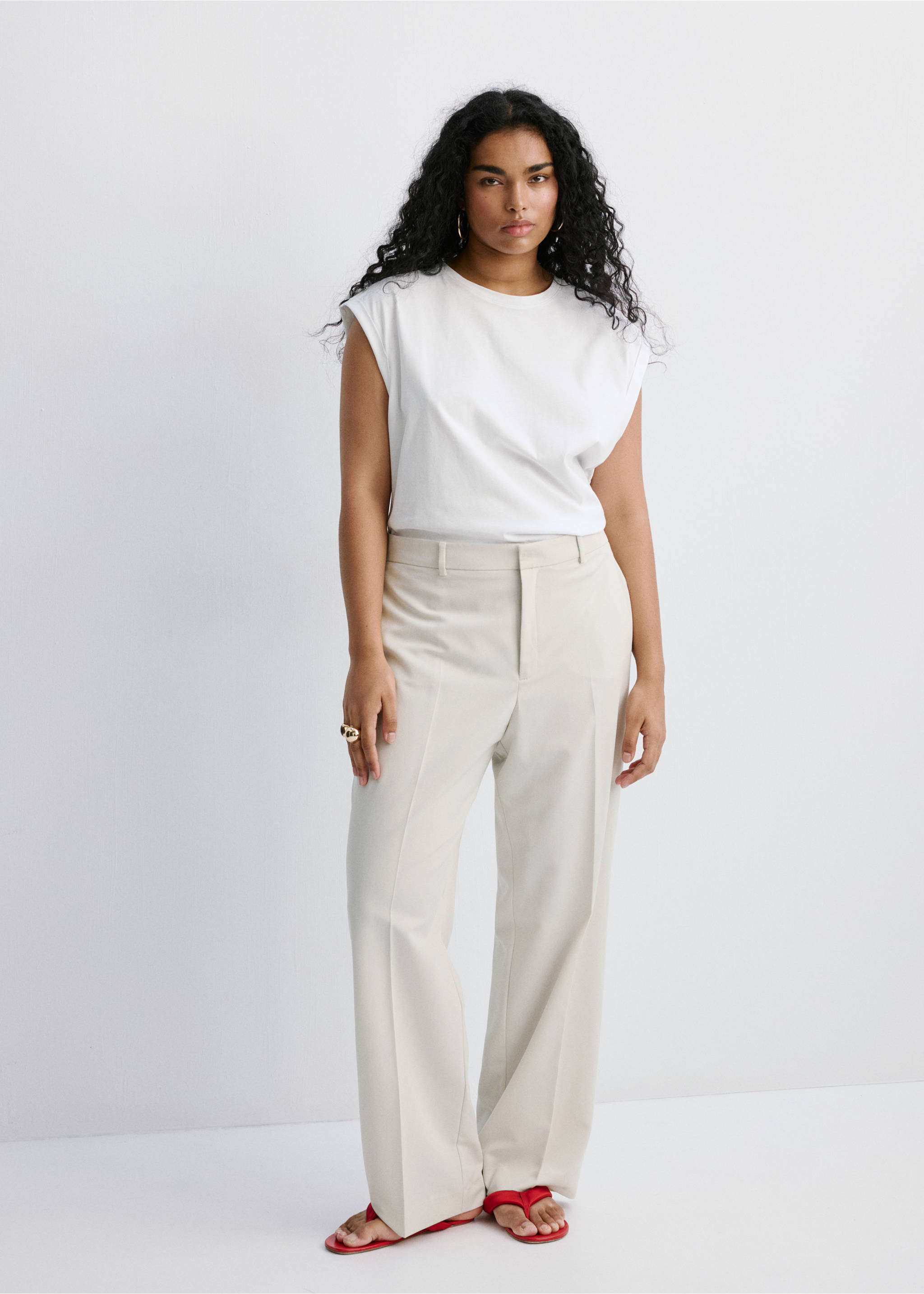 Straight suit trousers - Details of the article 3, Light/Pastel Grey. Ref: 27021297-00.