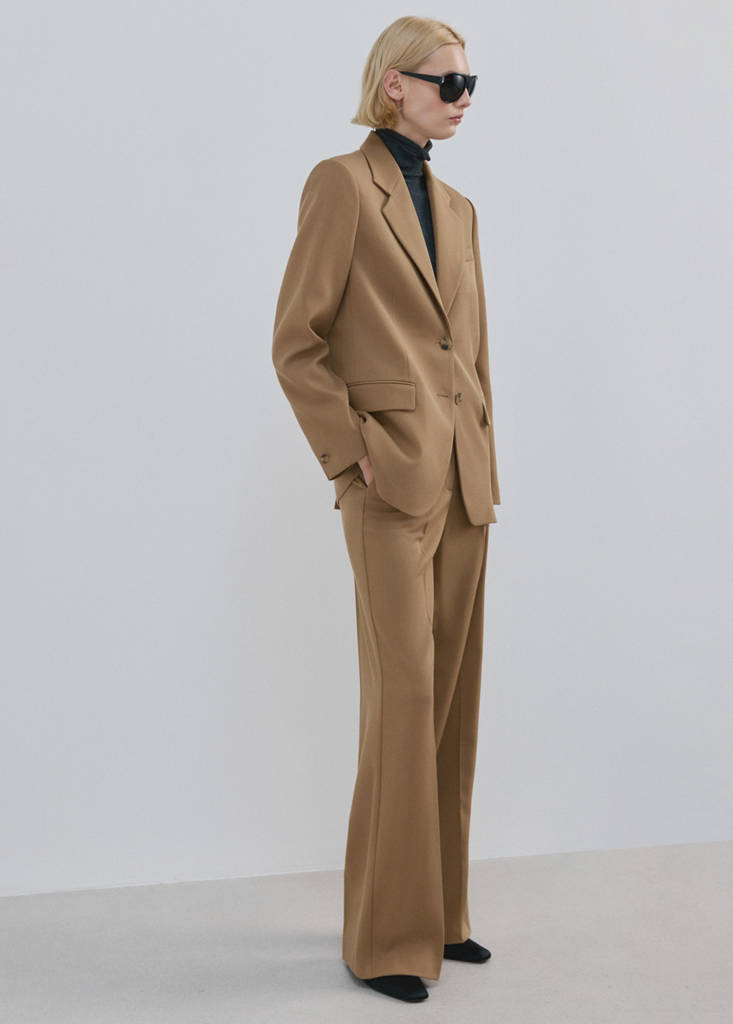 Straight low-rise suit trousers — Medium Brown