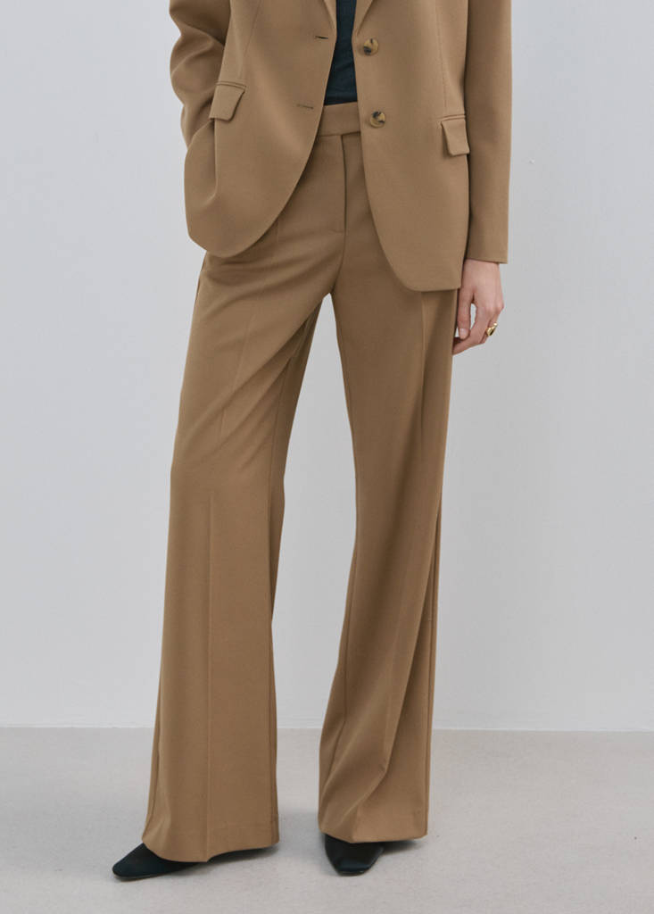 Straight low-rise suit trousers — Medium Brown