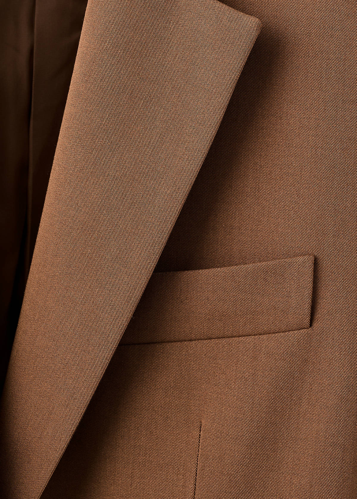 Straight suit jacket with lapel pockets — Caramel