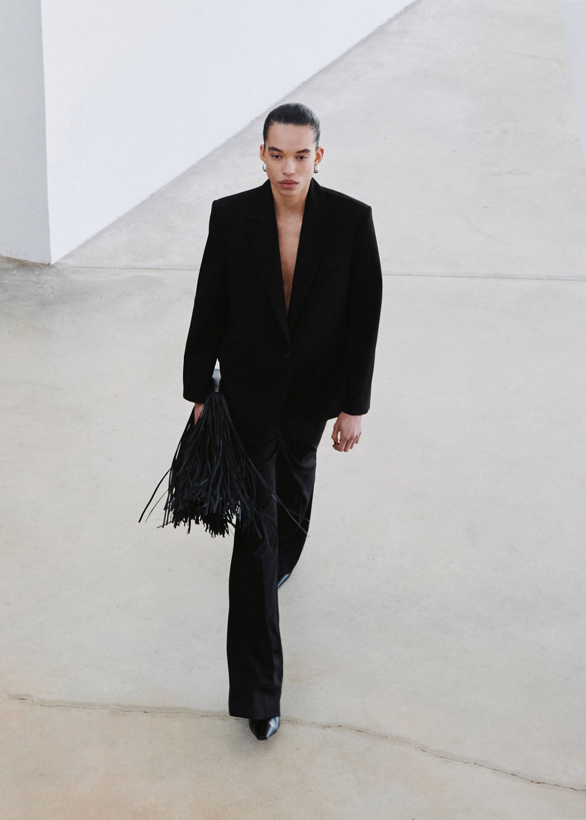 Straight suit jacket with lapel pockets — Black