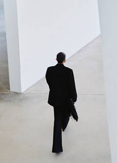 Straight suit jacket with lapel pockets — Black 3