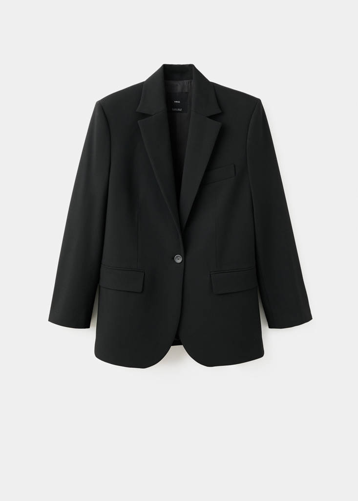 Straight suit jacket with lapel pockets — Black