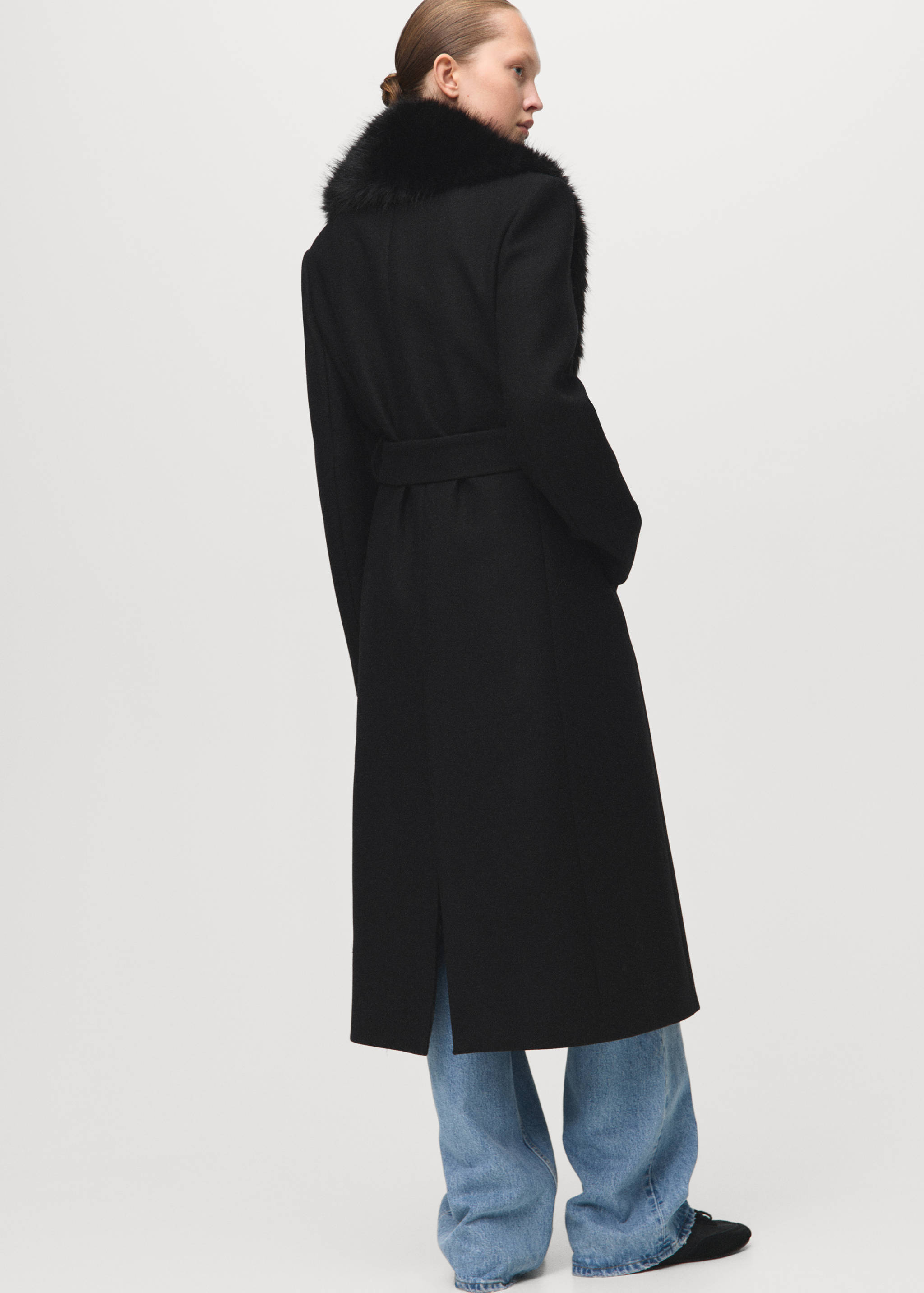 Manteau laine Manteco col fausse fourrure - Verso de l’article