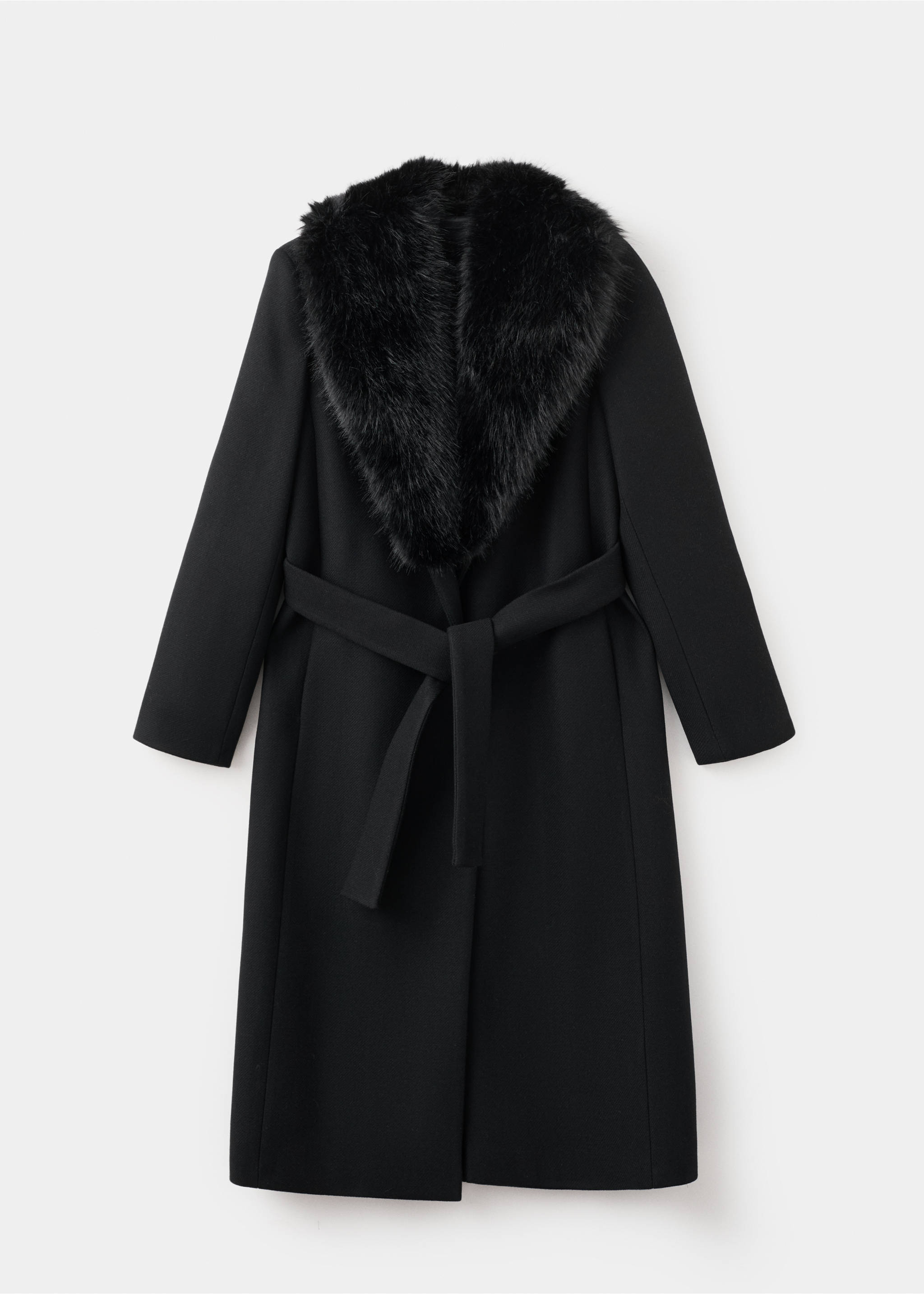Manteco wool coat with fur collar - Article without model, Black. Ref: 27021302-00.