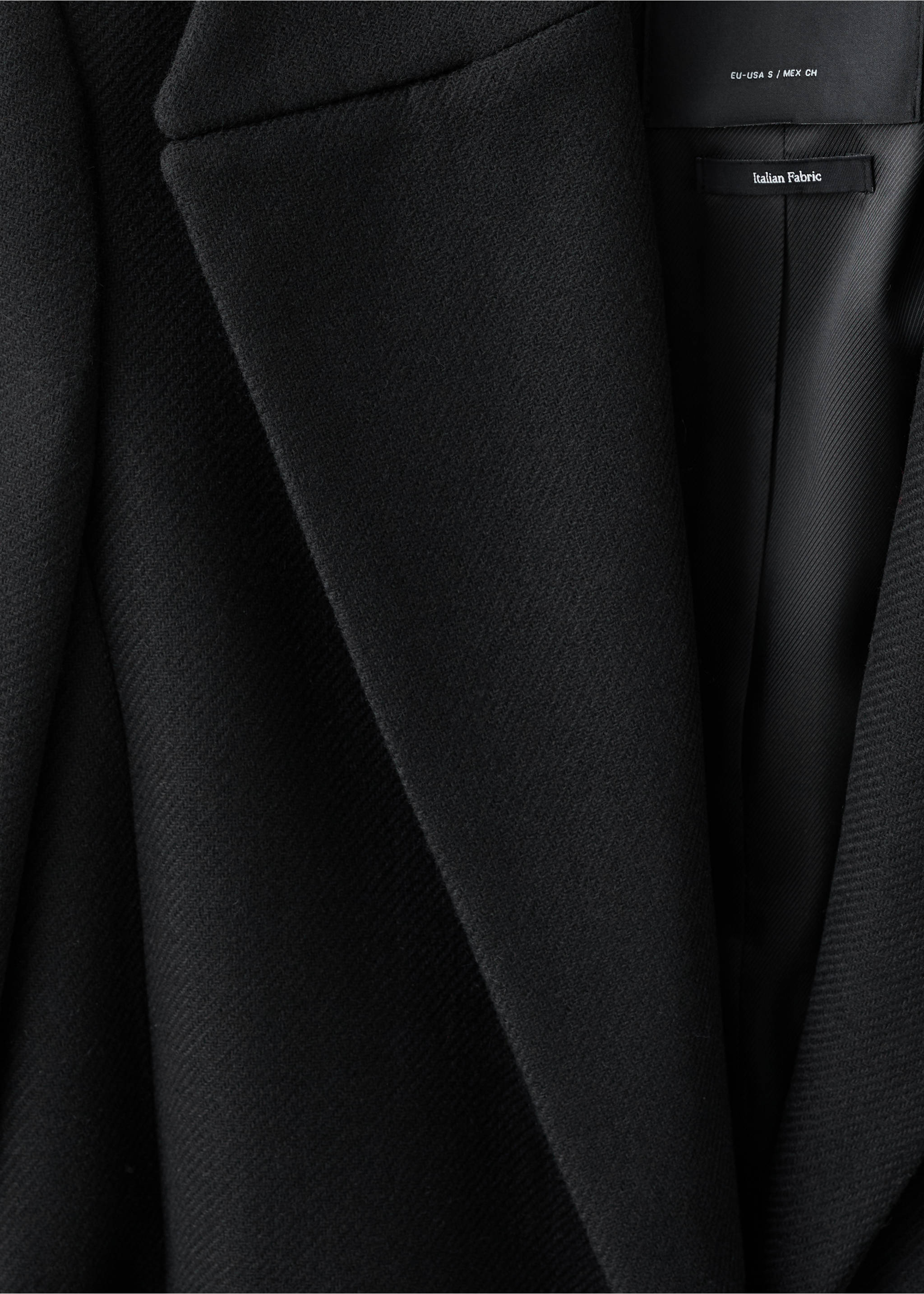 Manteco wool coat with fur collar - Details of the article 8, Black. Ref: 27021302-00.