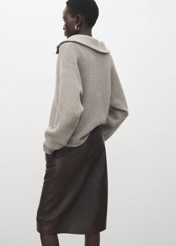 Polo-neck ribbed sweater — Light/Pastel Grey