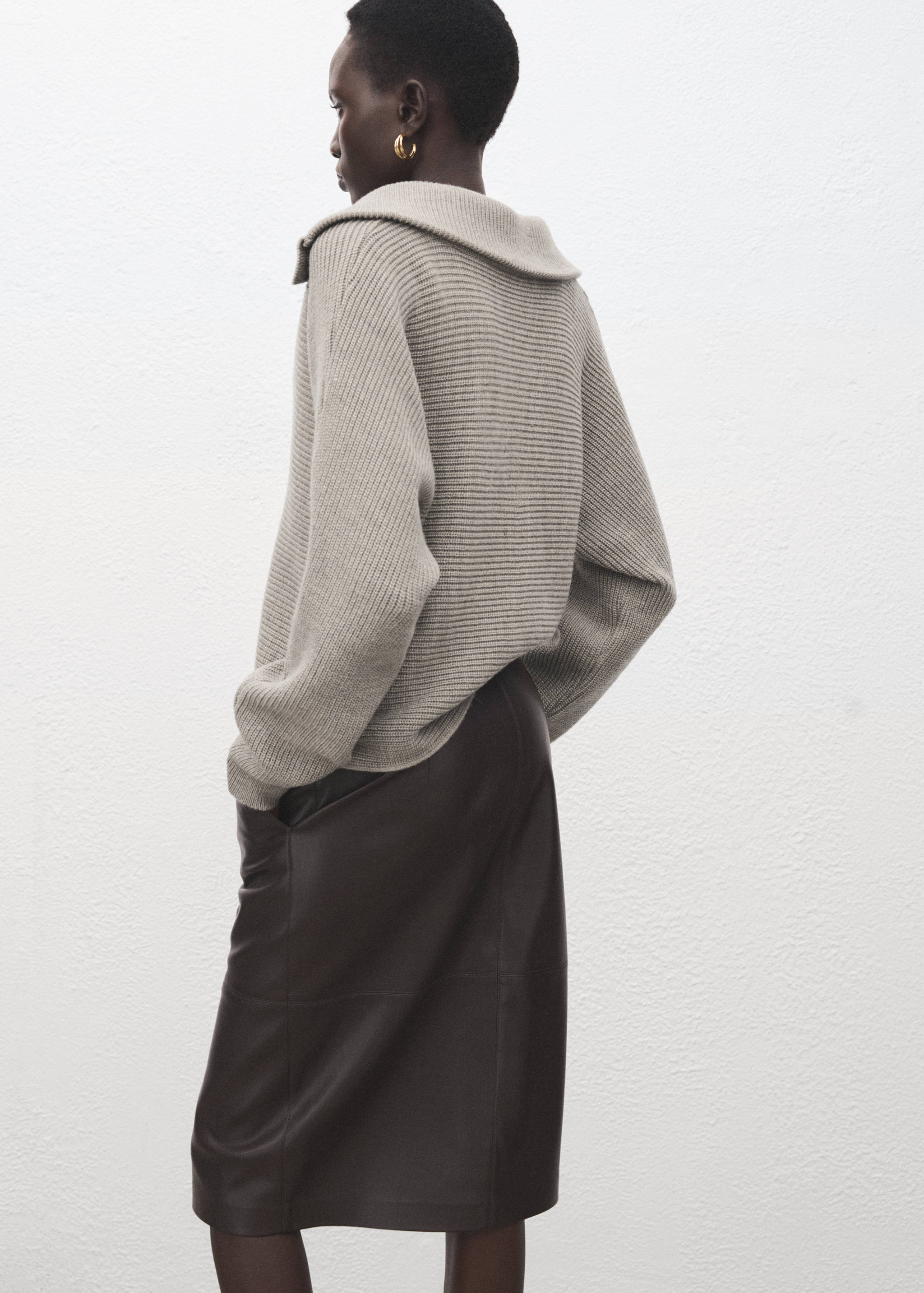 Pull-over maille côtelée col polo - Verso de l’article