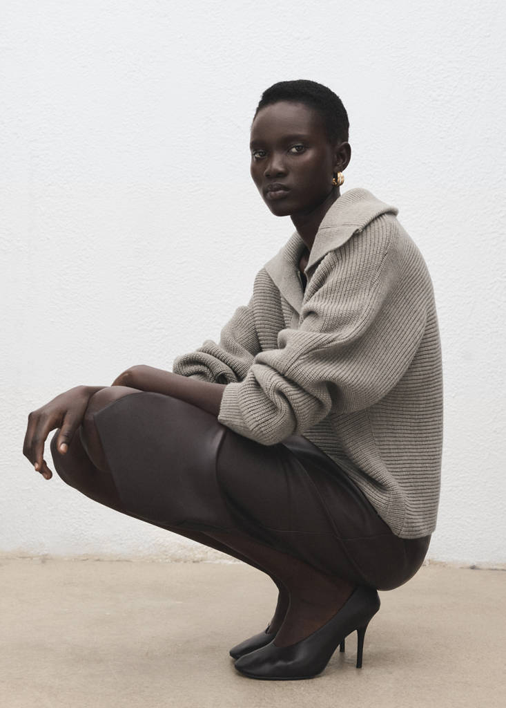 Polo-neck ribbed sweater — Light/Pastel Grey