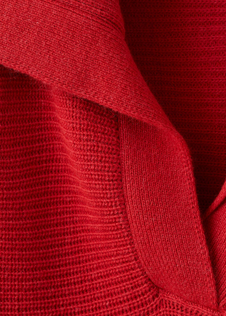 Polo-neck ribbed sweater — Red