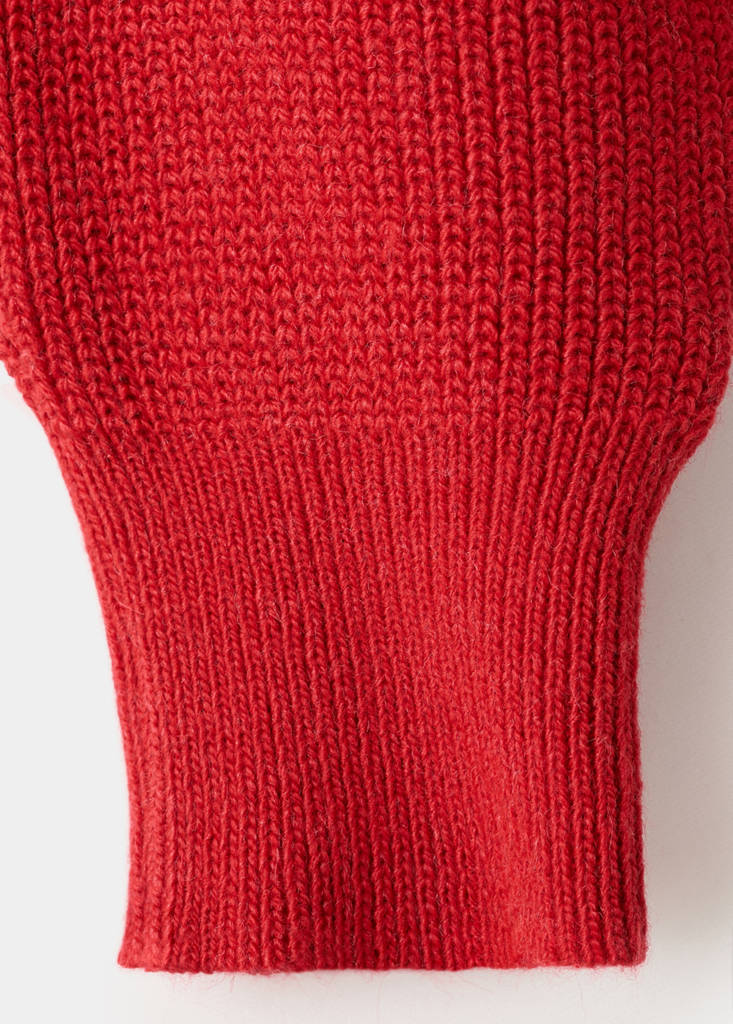 Polo-neck ribbed sweater — Red