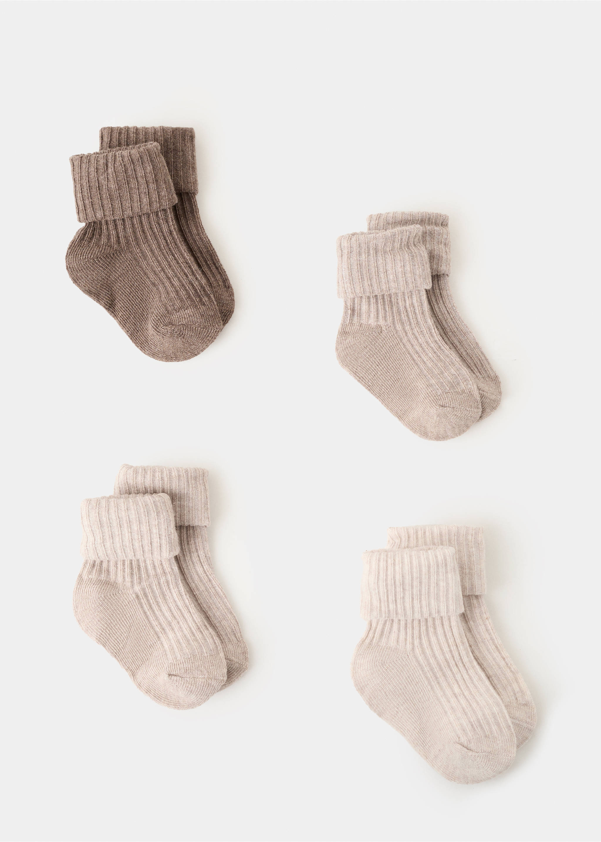 4 pack ribbed socks - Article without model, Beige. Ref: 27021310-00.