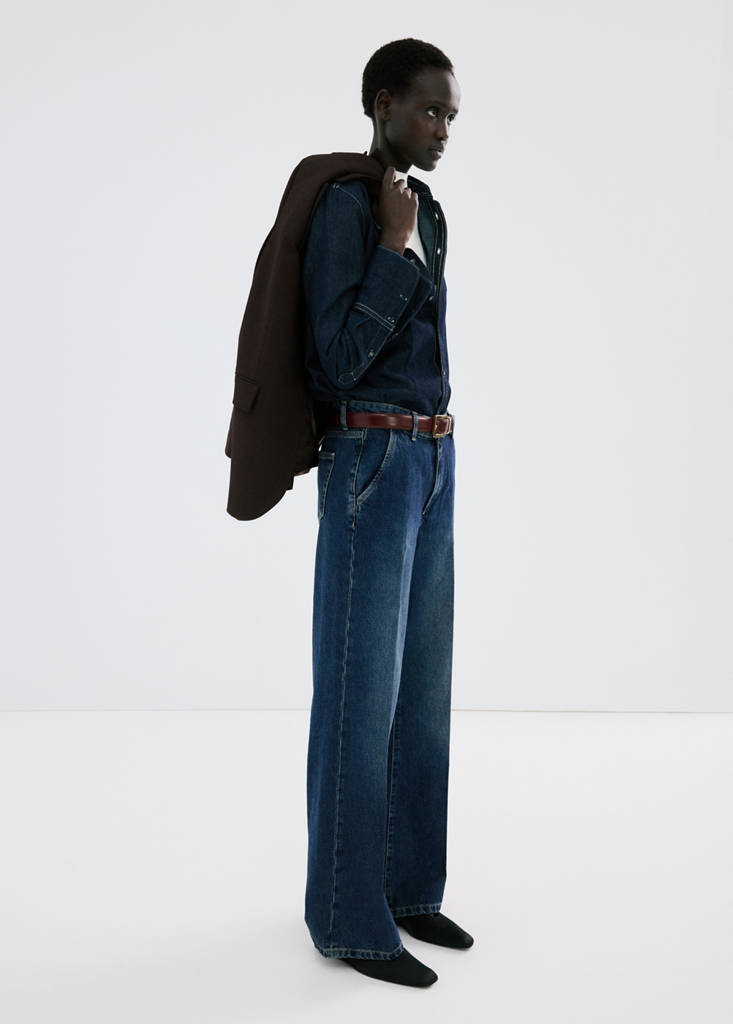 Wide leg mid-rise jeans — Dark Blue
