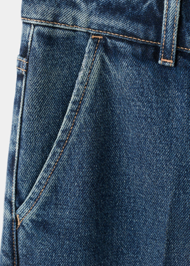 Wide leg mid-rise jeans — Dark Blue