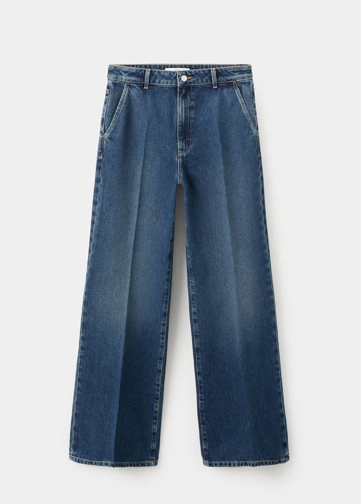Wide leg mid-rise jeans — Dark Blue