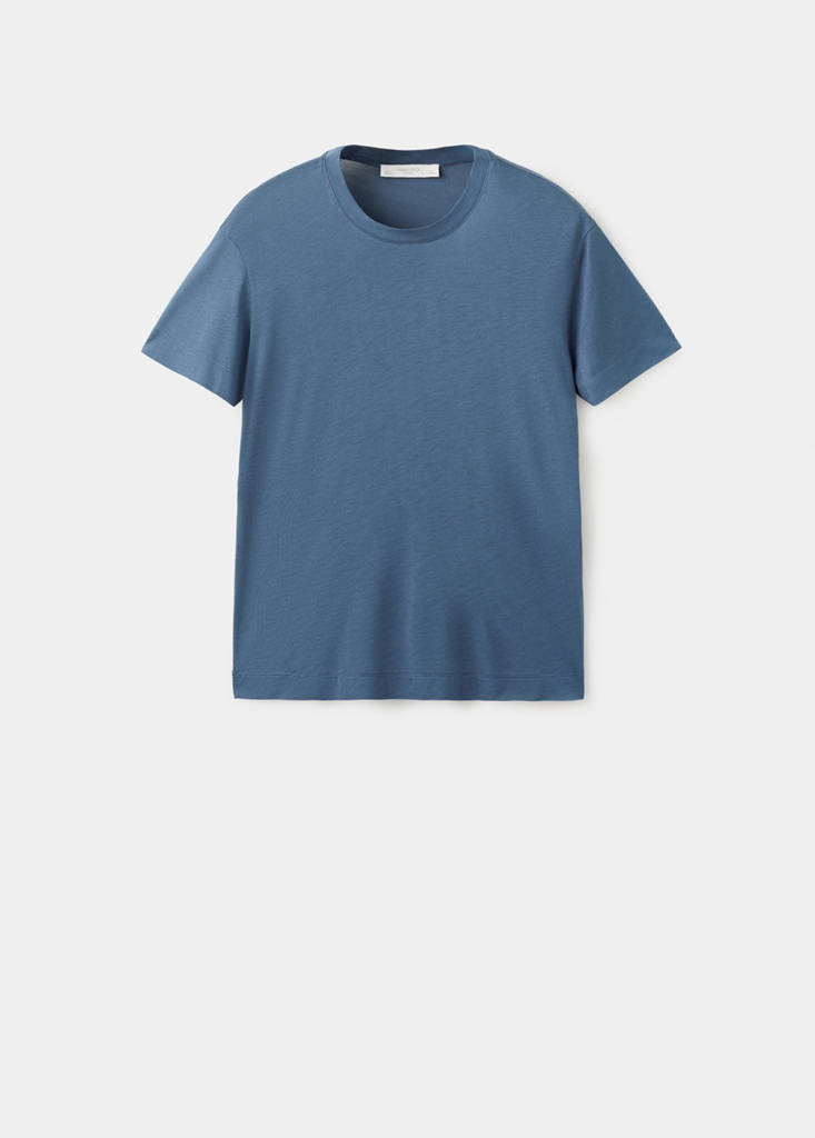 Short-sleeved micro-modal pyjama top — Blue