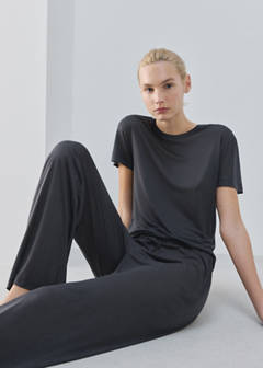Short-sleeved micro-modal pyjama top — Charcoal 5