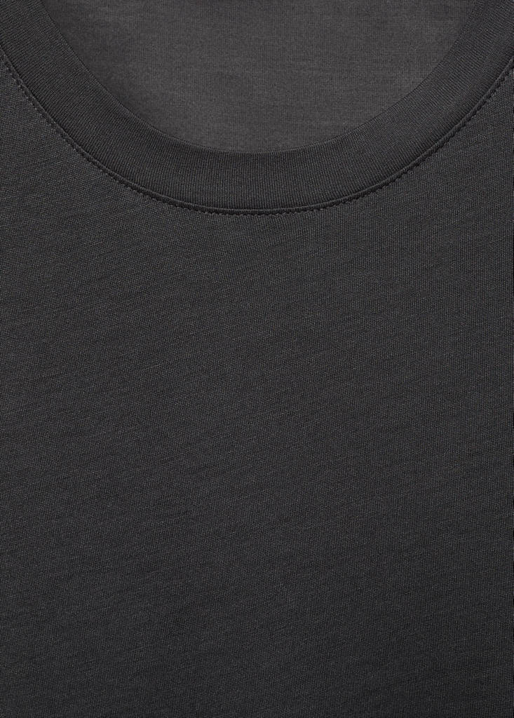 Short-sleeved micro-modal pyjama top — Charcoal