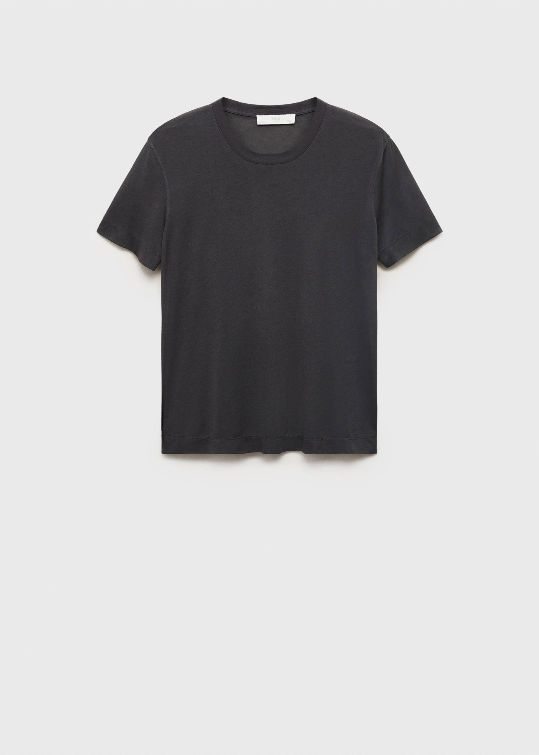 Short-sleeved micro-modal pyjama top - Article without model, Charcoal. Ref: 27021320-00.