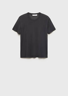 Short-sleeved micro-modal pyjama top — Charcoal 6