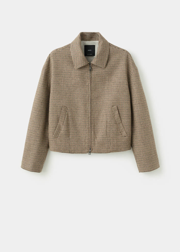 Houndstooth jacket with lapels — Medium Brown