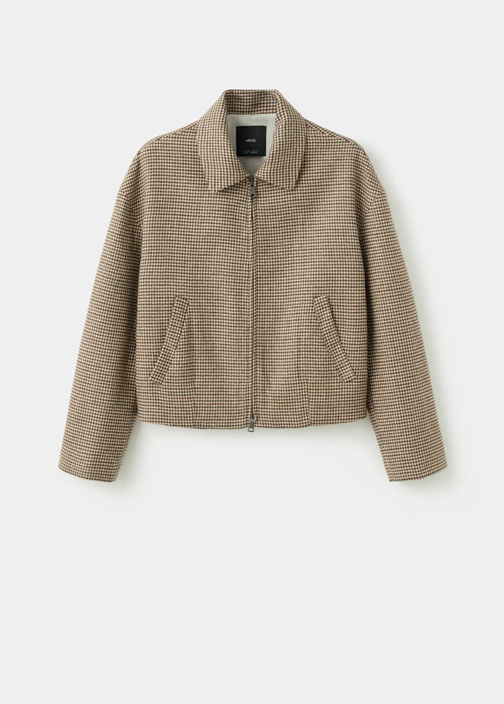 Houndstooth jacket with lapels — Medium Brown