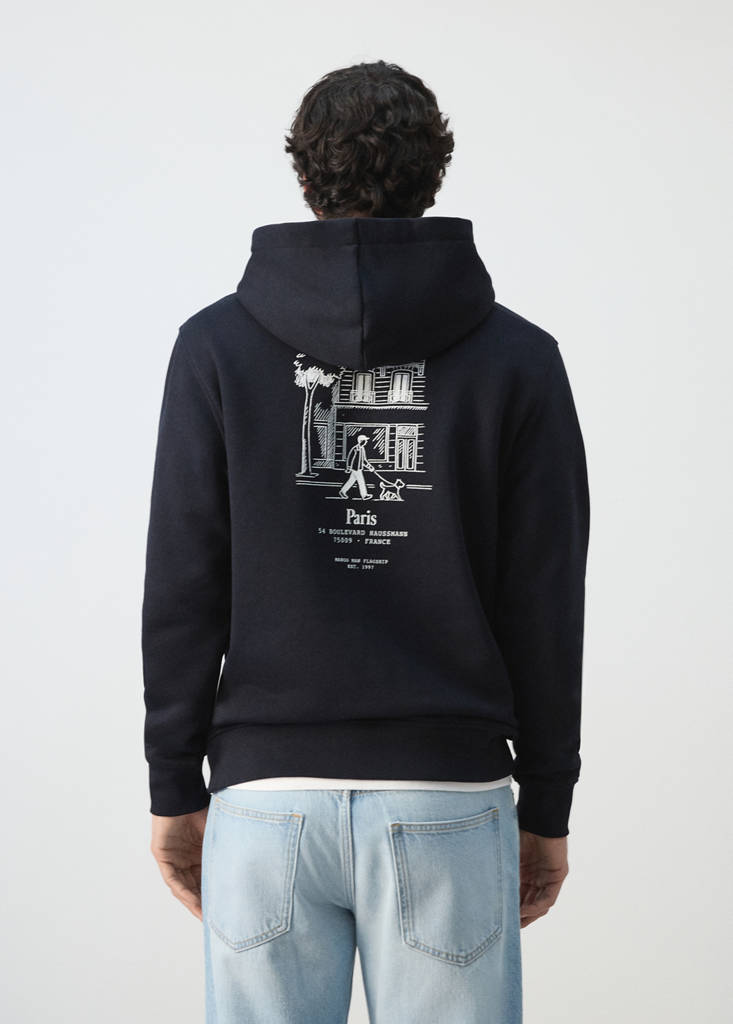 Graphic hooded sweatshirt — Navy