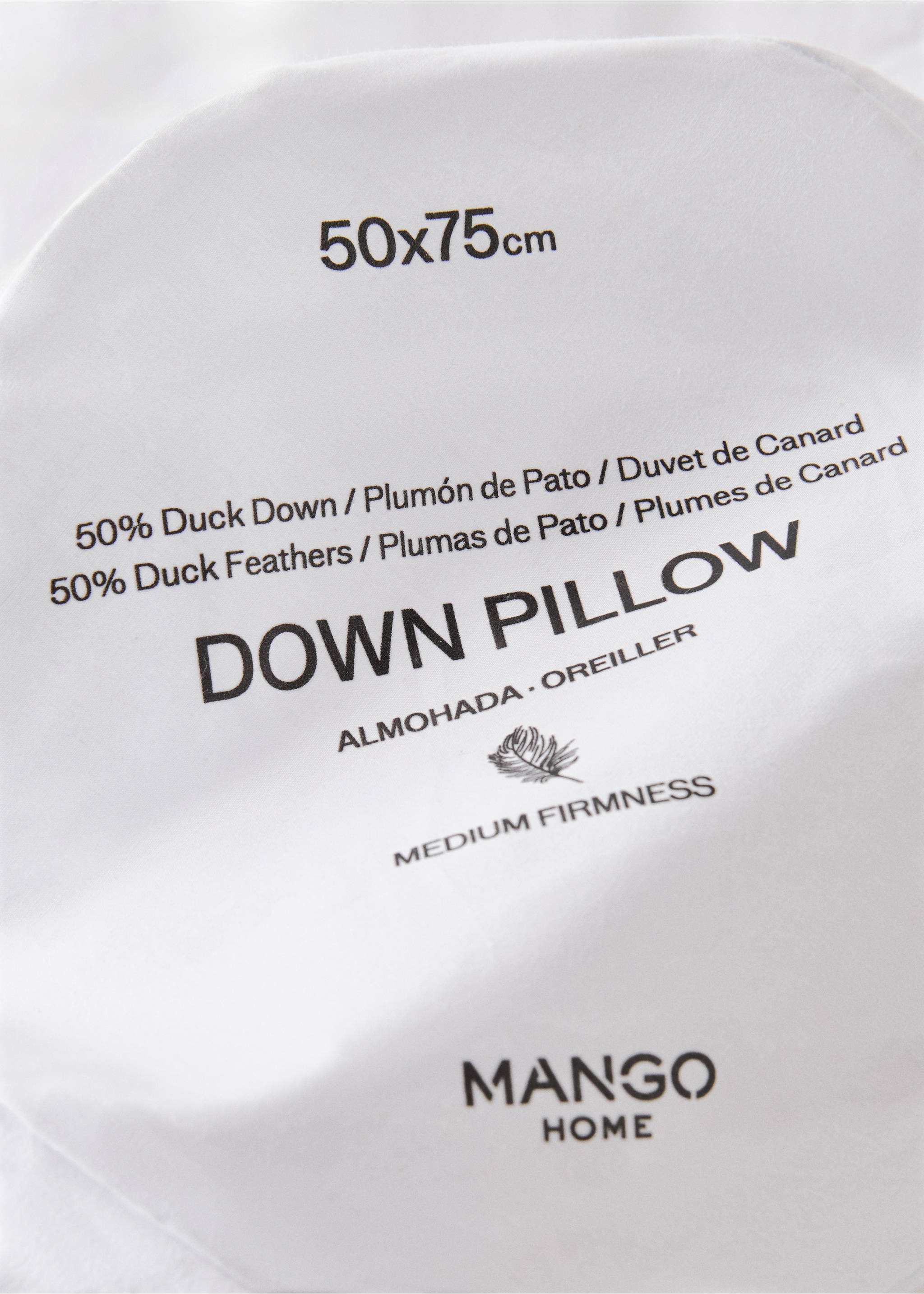 Feather and down pillow filling with 3 chambers, 50x75 cm - Details of the article 4, White. Ref: 27021328-00.