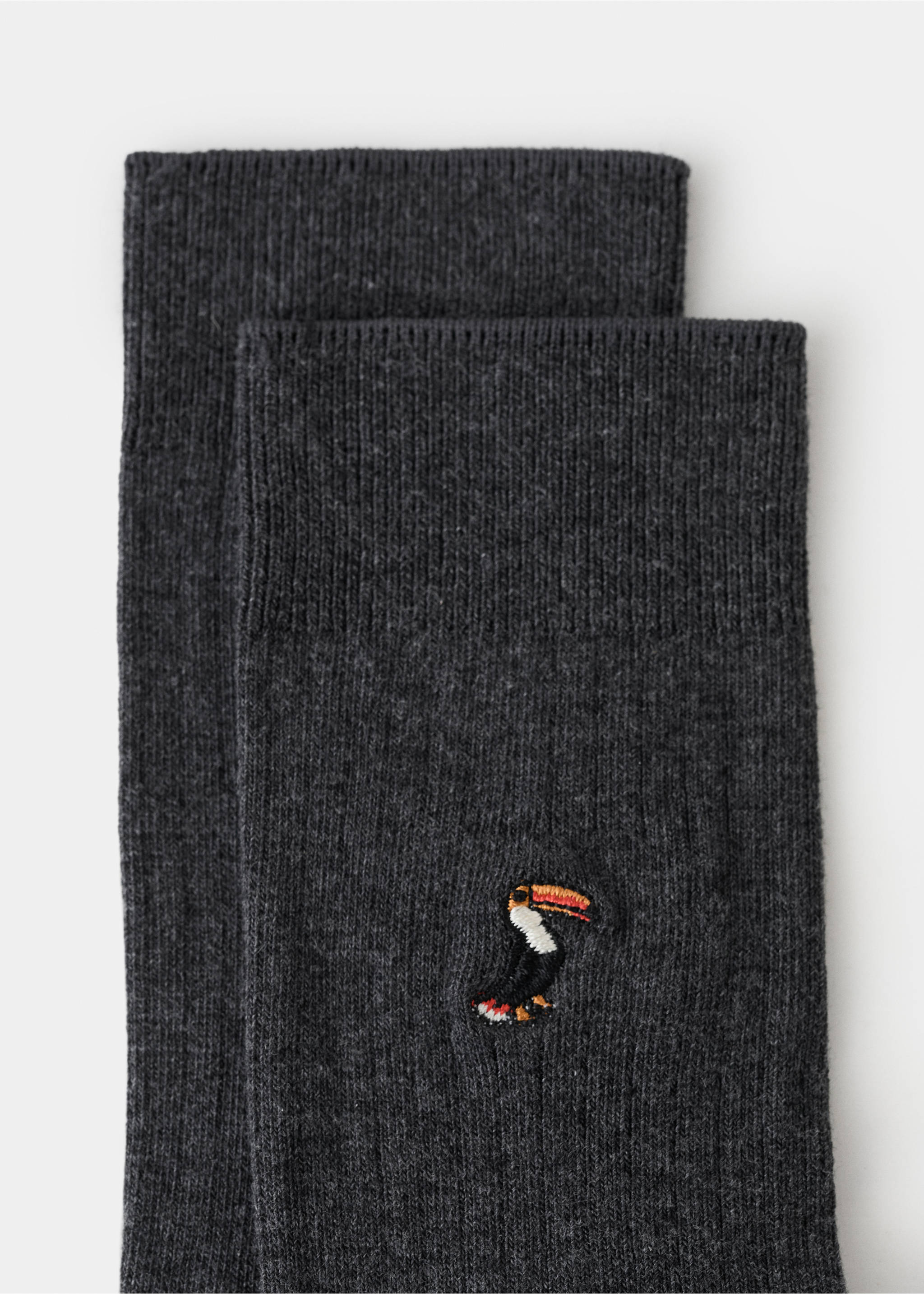 Embroidered cotton socks - Reverse of the article, Grey. Ref: 27021329-00.