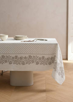 100% cotton jacquard tablecloth for 2 to 4 people — White 1