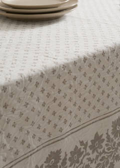 100% cotton jacquard tablecloth for 2 to 4 people — White 6