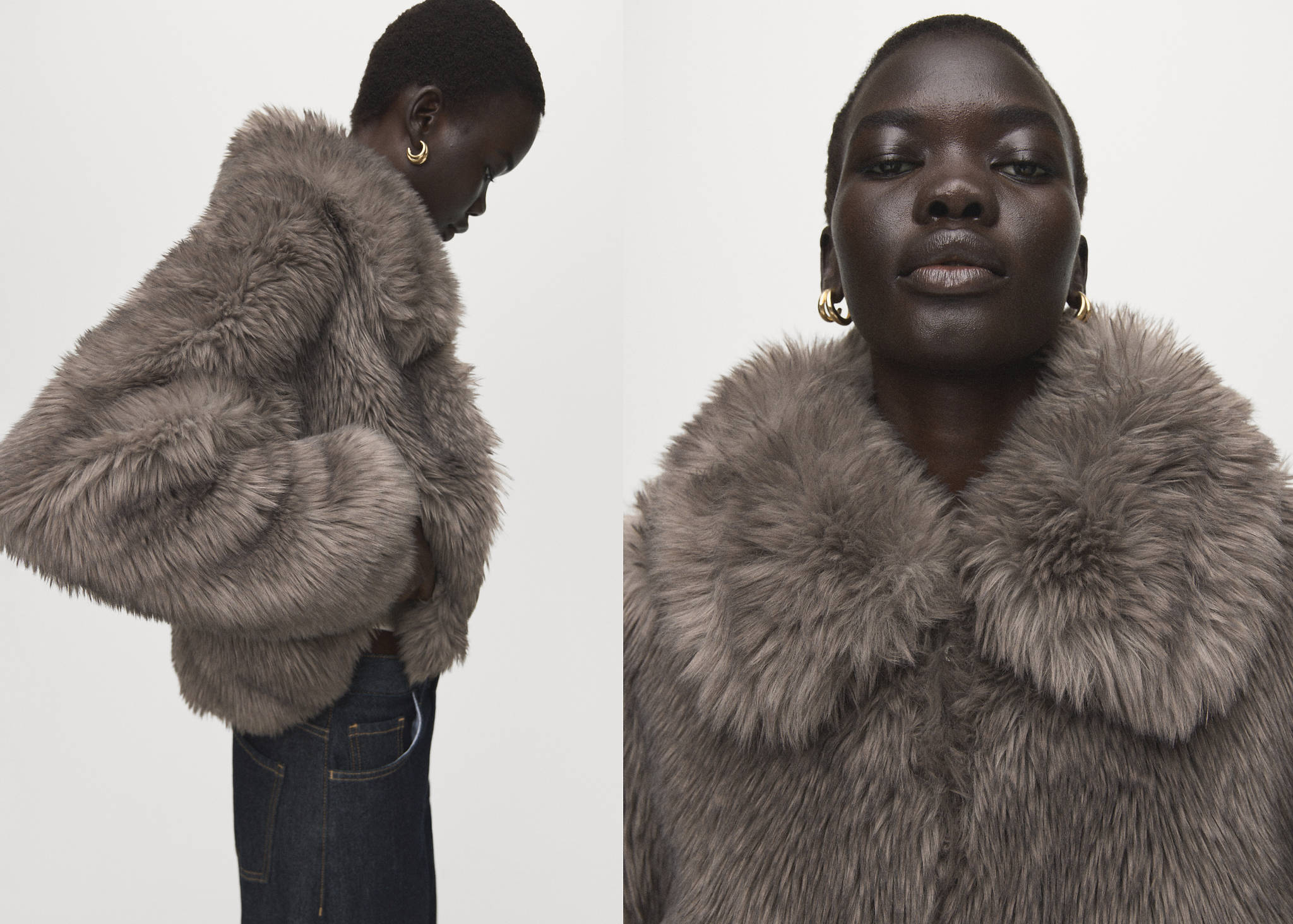 Faux-fur jacket with lapels - Panoramic plane
