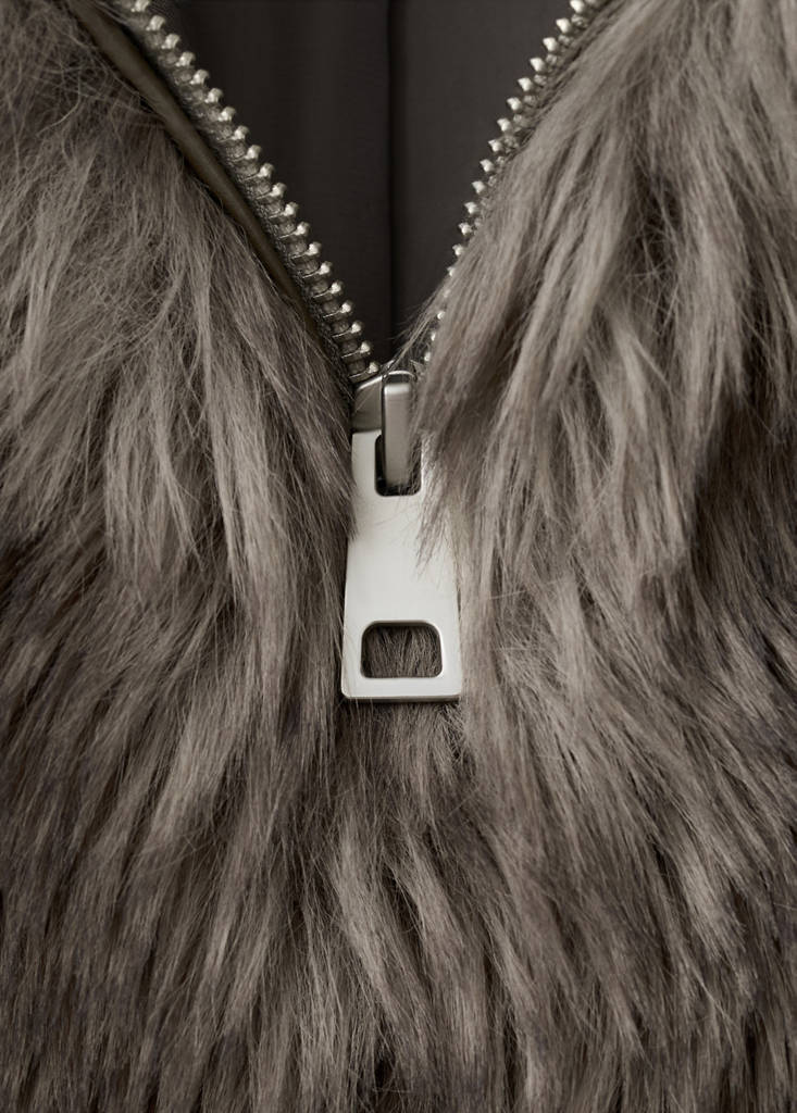 Faux-fur jacket with lapels — Grey