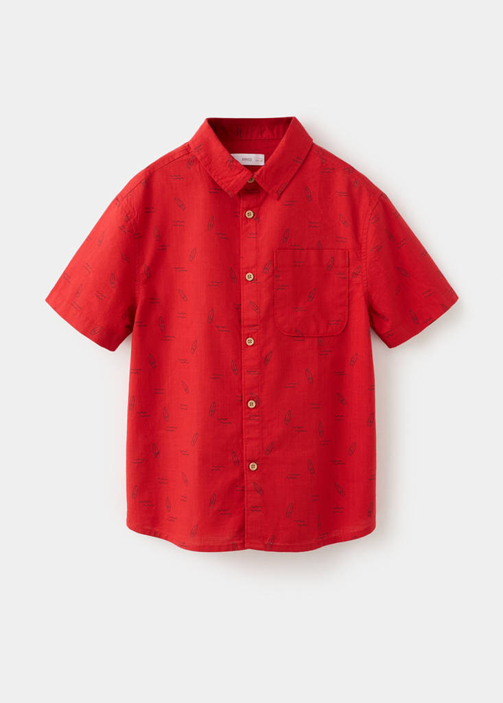 Printed short-sleeved shirt — Red