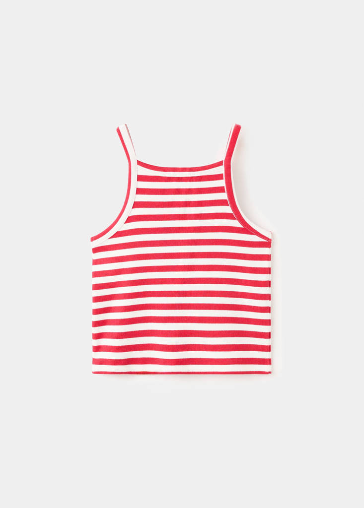 Striped rib T-shirt — Red