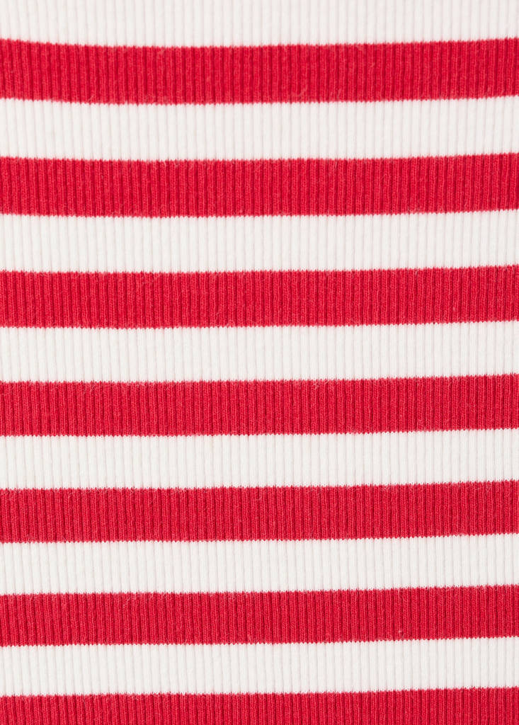 Striped rib T-shirt — Red
