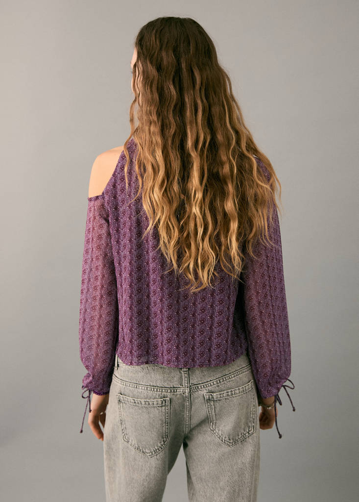 Printed blouse with cut-out — Pale Pink
