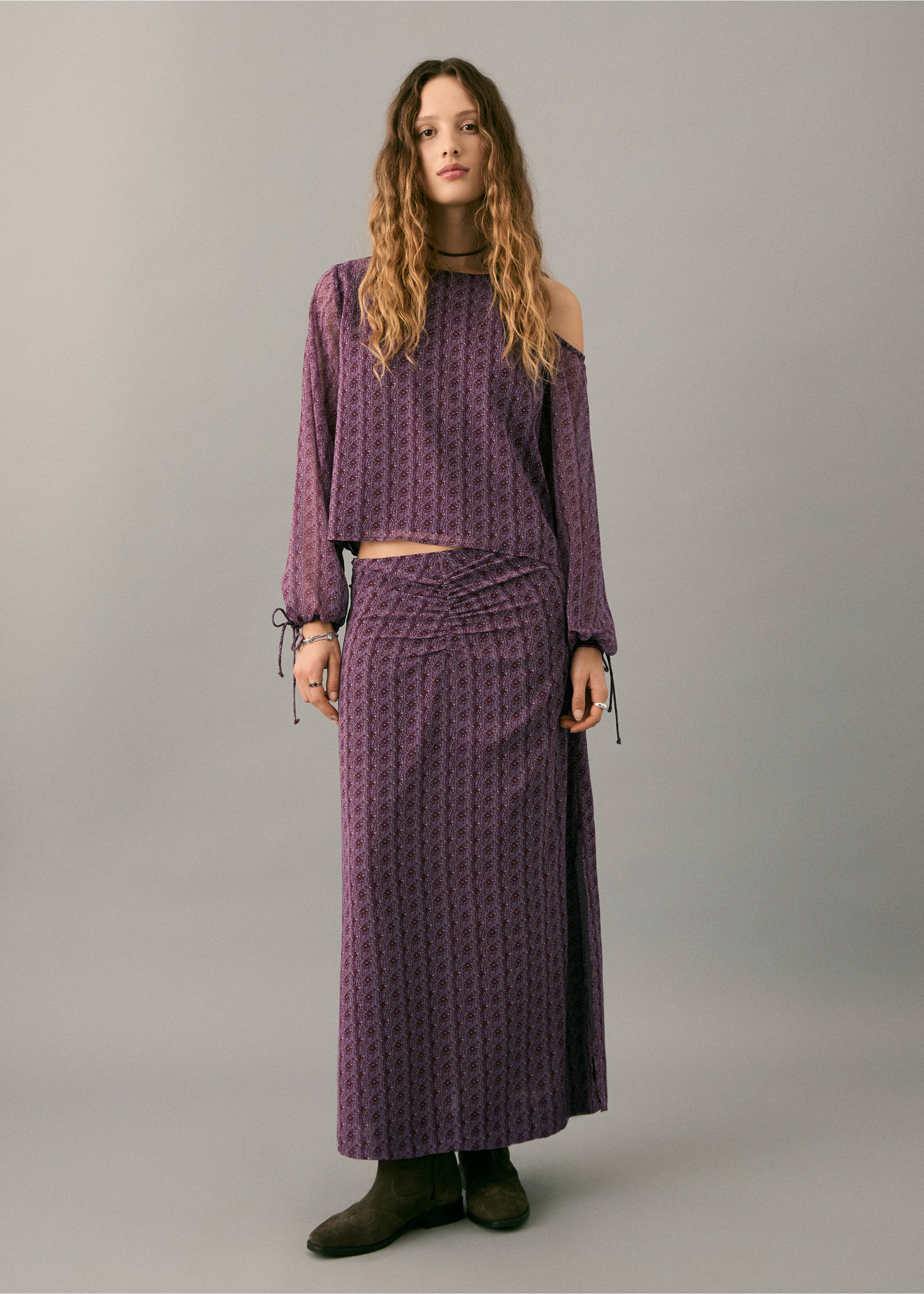 Блузка с принтом и вырезами - Деталь изделия 2, Бледно-розовый. Ref: 27021512-00.