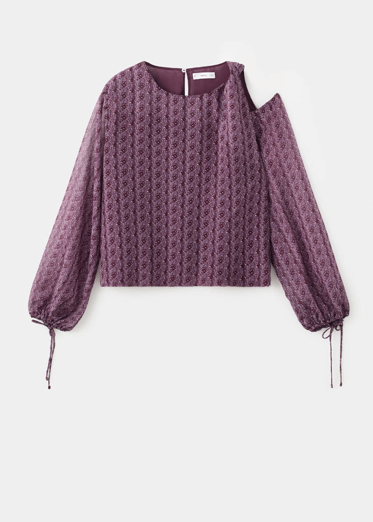 Printed blouse with cut-out — Pale Pink