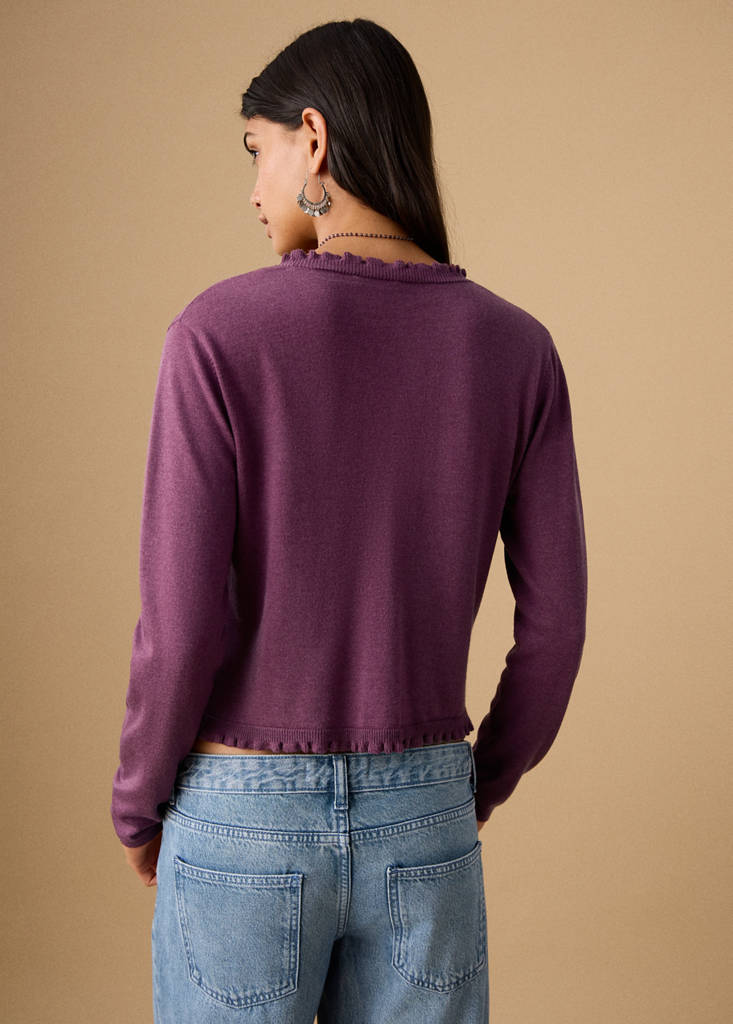 Ruffle  knit cardigan — Purple