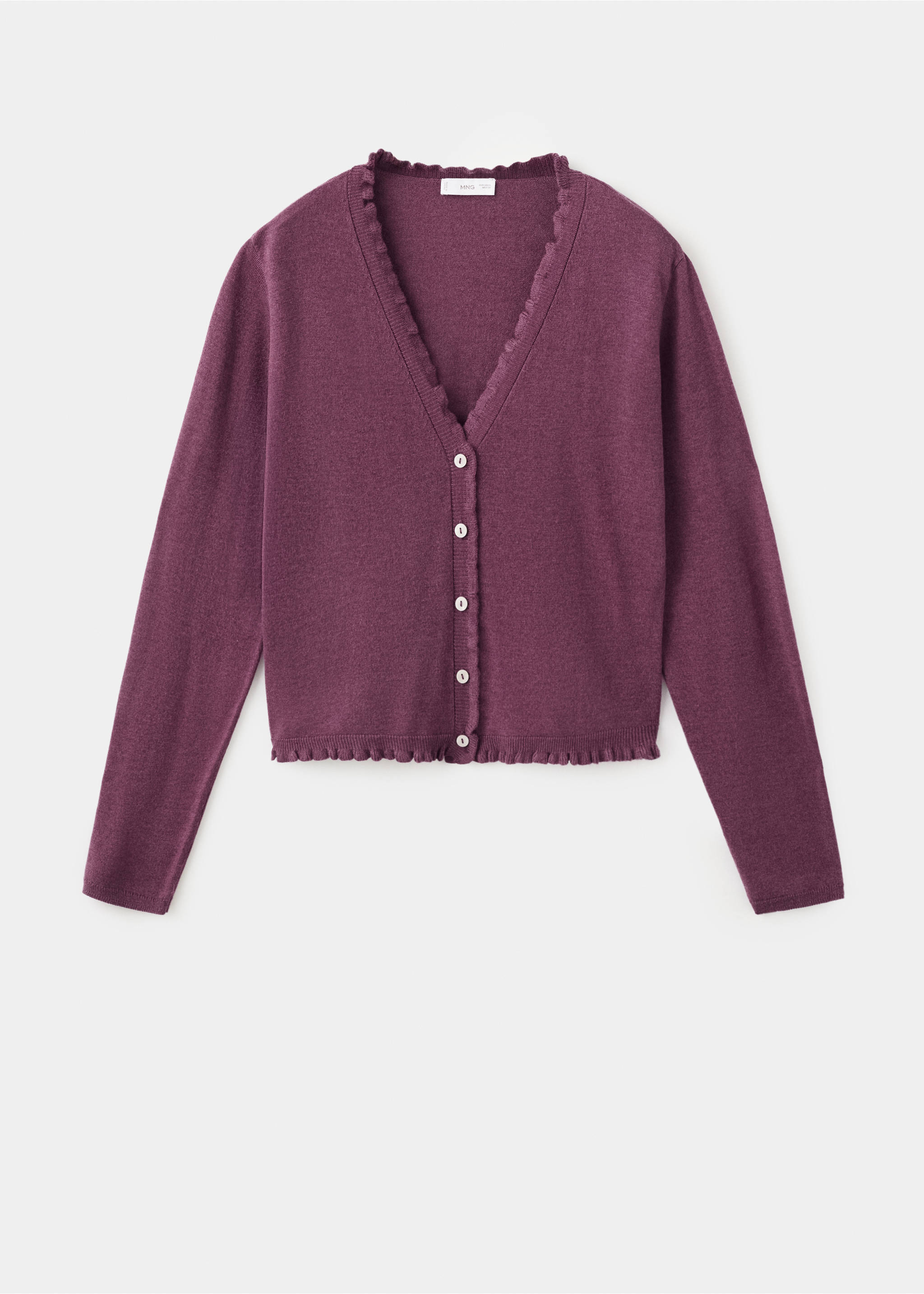 Вязаный кардиган с воланами - Изделие без модели, Пурпурный. Ref: 27021515-00.